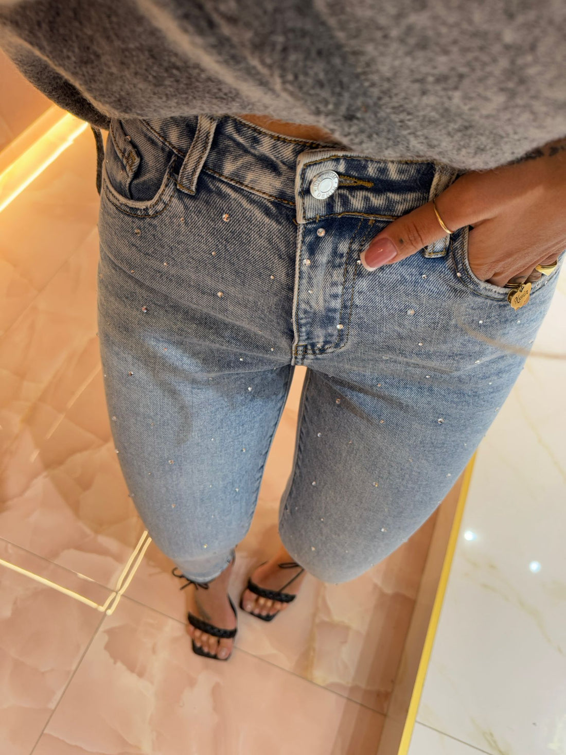 Jeans Microstrass Da Stelline ★