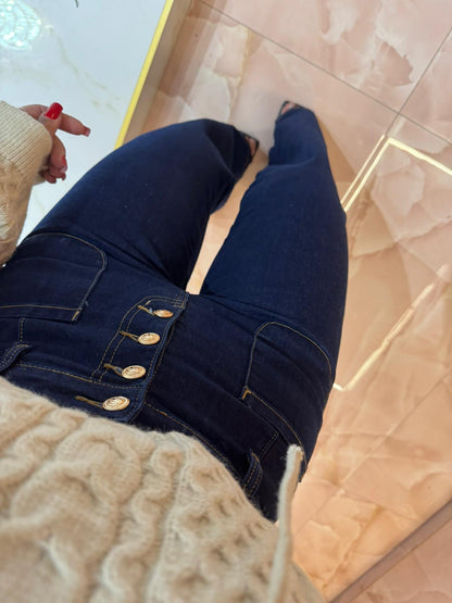 JEANS PALAZZO BOTTONCINI ORO