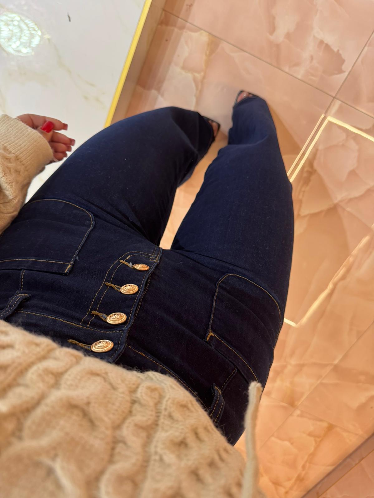 JEANS PALAZZO BOTTONCINI ORO